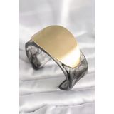 Siyah Mermer Desen Akrilik Plastik Gold Oval Plaka Model Kadın Bilezik - Tj-Bb6683
