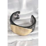 Siyah Mermer Desen Akrilik Plastik Gold Oval Plaka Model Vintage Kadın Bilezik -1492