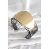 Siyah Mermer Desen Akrilik Plastik Gold Oval Plaka Model Vintage Kadın Bilezik - EBJ250201W30896