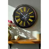 Siyah Mermer Desenli 52 Cm Metal Duvar Saati