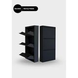 Siyah Metal Ayakkabilik Mac3 - 3 Kapakli - 50X15x103 H