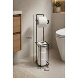 Siyah Metal Ayaklı Tuvalet Kağıtlığı Ve Yedek Rulo Standı | Modern Wc Kağıtlık