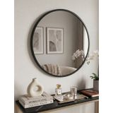 Siyah Metal Çerçeveli Yuvarlak Ayna 80Cm