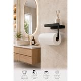 Siyah Metal Duvara Monte Peçete Düzenleyici,Modern ve Dayanıklı Banyo Düzenleyici Peçetelik 26x11 cm