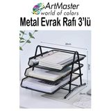 Siyah Metal Evrak Rafı 3 Lü 1 Paket Masaüstü A4 Dosya 3 Katlı Düzenleyici Kağıt Tepsisi Metal Fileli Hareketli