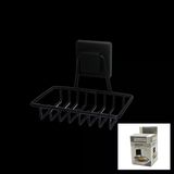 Siyah - Metal Katı Sabunluk Kare Güçlü Yapışkanlı 11X12.5x11cm Go53/00696