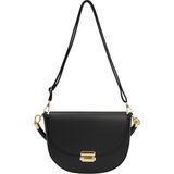 Siyah Metal Toka Detaylı Kadın Mini Omuz Çantası Şık Günlük Kullanım City Bag, Küçük Boy Trend Çanta