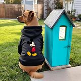 Siyah Mickey Baskili ici polarli Köpek Kıyafeti Sweatshirt