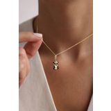 Siyah Mineli Panda Kilitli Charm Kolye Ucu