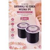 Siyah Misina İpi 0.5Mm 10 Metre 2 Adet Esnek Boncuk Takı Dizme İpi Elastik İp Bileklik Aksesuar Lastiği Yuvarlak Elyaf