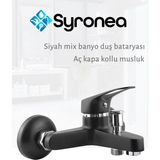 Siyah Mix Banyo Bataryası Duş Aç Kapa Musluk Sıcak Soğuk Su Girişli 3 Yıl Garanti