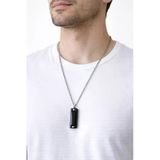 Siyah Mızıka Kolye Gümüş Zincir 60 Cm Unisex Metal Tasarım