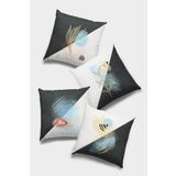 Siyah Modern Çift Taraflı 4'lü Set Kırlent Kılıfı 4KR032