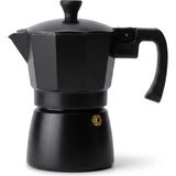 Siyah Moka Pot 3 Fincanlık, 180 ml Alüminyum Espresso Demliği, Ocak Üstü Kahve Cezvesi, Gazlı Elektrikli Seramik Ocak Uyumlu, 9X12X17 cm