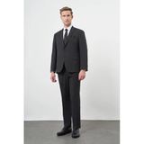 Siyah Mono Yaka 4 Drop Comfort Fit Tam Astar Yünlü Takım Elbise 1001245168