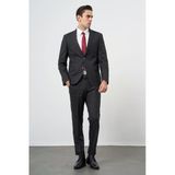Siyah Mono Yaka 6 Drop Comfort Fit Tam Astar Yünlü Takım Elbise 1001245167