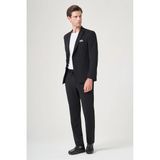 Siyah Mono Yaka 6 Drop Slim Fit Beli Lastikli Takım Elbise 1001260194