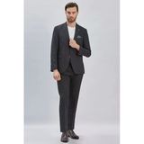 Siyah Mono Yaka 8 Drop Slim Fit Tam Astar Esnek Takım Elbise 1001255006