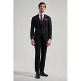 Siyah Mono Yaka Beli Lastikli 6 Drop Slim Fit Tam Astar Esnek Takım Elbise 1001250155