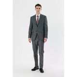 Siyah Mono Yaka Ekoseli 6 Drop Comfort Fit Tam Astar Esnek Takım Elbise 1001240165