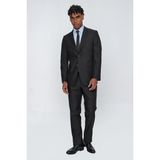 Siyah Mono Yaka Gabardin Astarlı Tek Yırtmaç Esnek 4 Drop Comfort Fit Basic Takım Elbise 1001255009