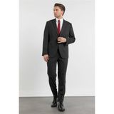 Siyah Mono Yaka Kendinden Desenli 6 Drop Comfort Fit Esnek Takım Elbise 1001260161