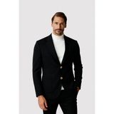 Siyah Mono Yaka Slim Fit Dar Kalıp Erkek Ceket