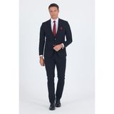 Siyah Mono Yaka Yarım Astar 6 Drop Slim Fit Beli Lastikli Takım Elbise 1001250121