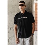 Siyah Nefes Alan Dokulu İnce Esnek Standart Fit Polo Yaka Erkek Performans T-Shirt - 88393