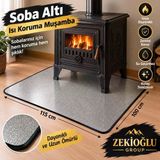 Siyah Nokta Dikili Soba Altı Muşamba 100 X 115 Cm Isı Koruyucu Soba Altı Örtüsü