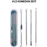 Siyah Nokta Temizleme Aleti Siyah Nokta Temizleyici 4'lü Set Komedon Paslanmaz Çelik