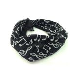 Siyah Notalı /Sol Anahtarlı Kare Bandana Fular %100 Cotton cok-renkli