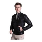 Siyah NYC Motorcu Tarzı Deri Mont Erkek Slim Fit Kesim Günlük Model ile Şık Görünüm