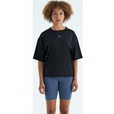 Siyah O Yaka Baskı Detaylı Oversize Kısa Kol Kadın T-Shirt - 97263