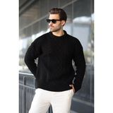 Siyah Örgü Desenli Triko Erkek Kazak E7425 - XL