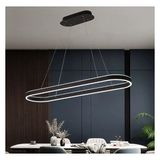 Siyah Oval 120*40CM 3000K Işık Rengi, Kumandalı, LED Lamba,sarkıt Avize,modern Aydınlatma,