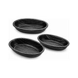 Siyah Oval Sunum Tabağı Seti, 3'lü, 26X16 Cm, Modern Tasarım, Atıştırmalık ve Yemek Servisi Için, Plastik 3 Lü - Option-1 - 51R-Turuncu