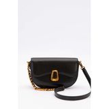 Siyah Oval Zincir Detaylı Omuz Çantası - 20 cm