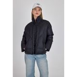 Siyah Oversize Dik Yaka Şişme Mont 4010 - L