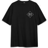 Siyah Oversize T-Shirt Marilyn Manson Logo Rock Metal Müzik Baskılı Tişört - 2XL
