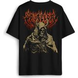 Siyah Oversize Tişört Cavalera Metal Music Sepultra Guitar Drum Rock Gitar Baskılı Unisex T-Shirt - 2XL