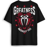 Siyah Oversize Tişört Greatness Roman Reigns Gym Spor Fitness Sırt Ön Baskılı Unisex T-Shirt - 2XL