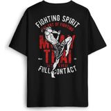 Siyah Oversize Tişört Muay Thai Fight The Art Of Fighting Dövüş Sırt Ön Baskılı Unisex T-Shirt - XL