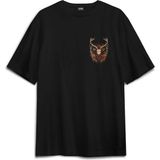 Siyah Oversize Tişört Protect The Wildlife Deer Nature Outdoor Doğa Geyik Baskılı Unisex T-Shirt - M