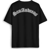 Siyah Oversize Tişört San Andreas Tipografi Sırt Ön Baskılı Unisex T-shirt