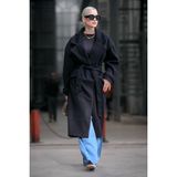 Siyah Oversize Uzun Kadın Kaban MG1584 - L