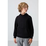 Siyah Pamuklu Kalın İçi Tüylü Yumuşak Dokulu Standart Fit Baskılı Erkek Çocuk Sweatshirt - 11215