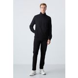 Siyah Pamuklu Kalın Yumuşak Dokulu Comfort Fit Basic Erkek Eşofman Takım - 85260