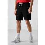 Siyah Pamuklu Kalın Yumuşak Dokulu Comfort Fit Basic Erkek Şort - 81274