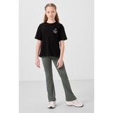Siyah Pamuklu O Yaka Oversize Fit Baskılı Kız Çocuk T-Shirt - 75178 - 11 - 12 Yaş